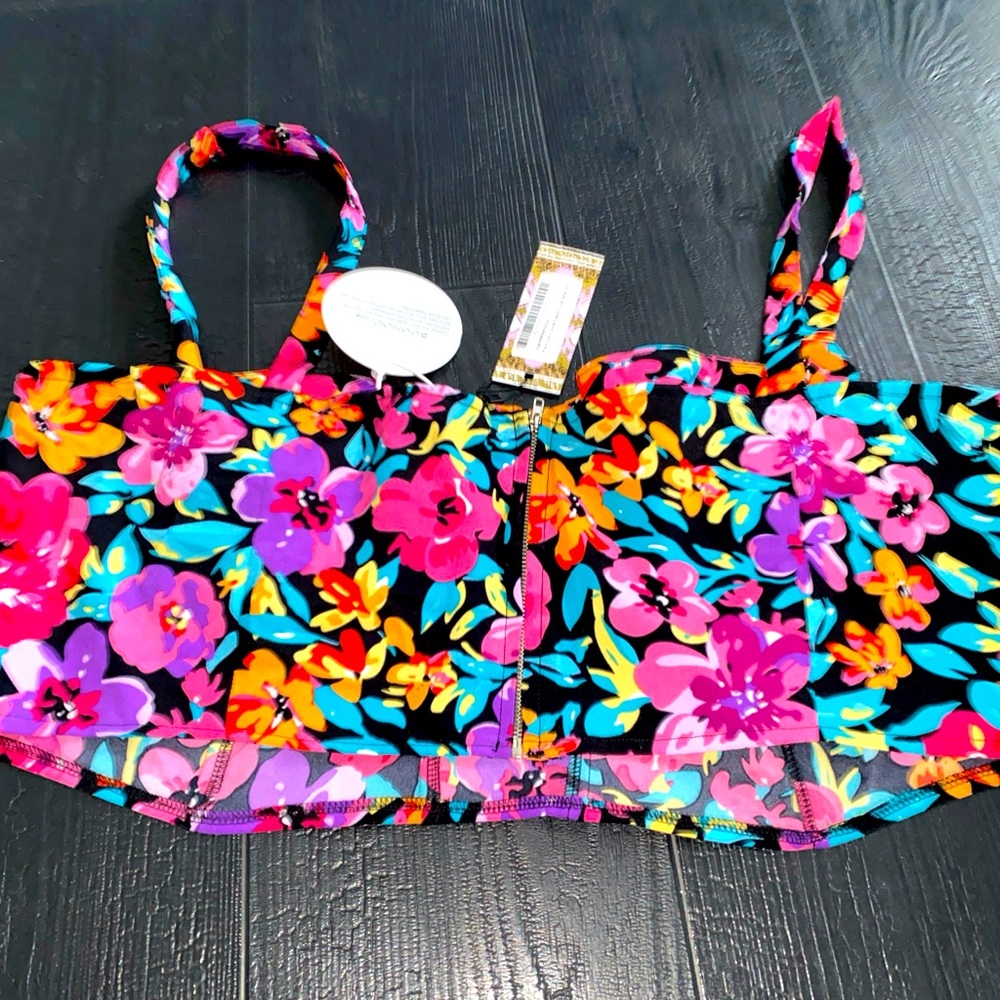 Boohoo Women’s Plus Size 20 Corset Underwire Bra Crop‎ Top Floral NWT